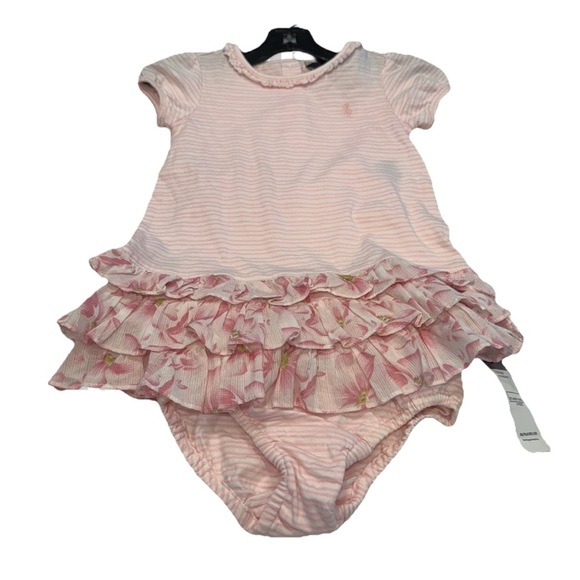 Ralph Lauren Baby Girl Ruffle Dress Light Pink Size 9M, 2 Pcs NWT - Picture 1 of 9